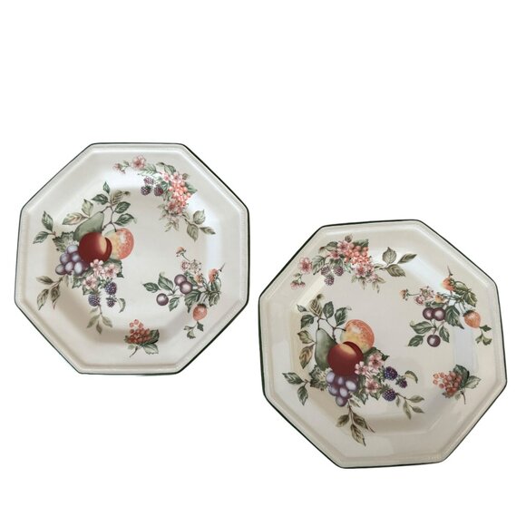 Johnson Brothers FRESH FRUIT Dinner Plates England Porcelain Octagonal Set Of 2 - Picture 7 of 13